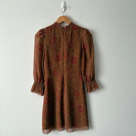 Aritzia Wilfred Swept Dress Puff Sleeve Maplewood Rich Chestnut Size 0 - Picture 6 of 8